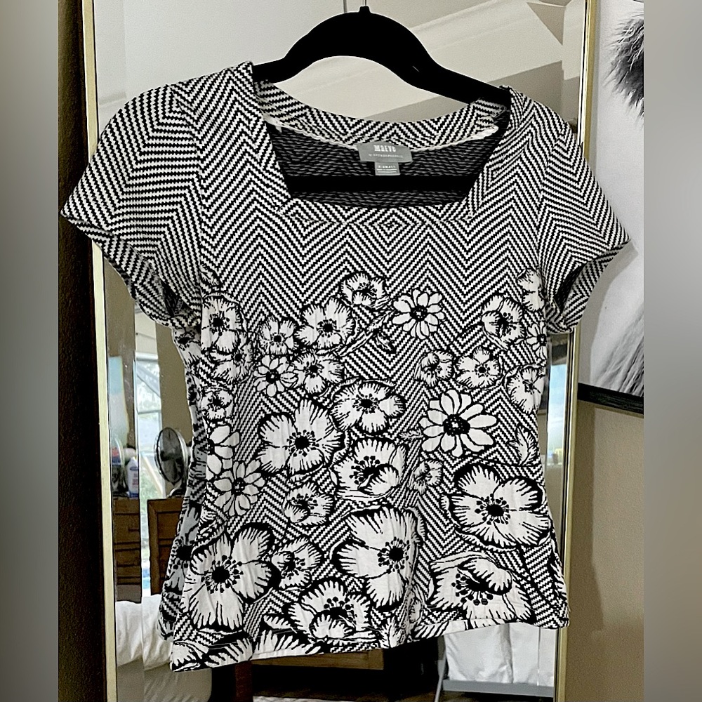 Anthropologie Maeve Floral Knit Blouse
